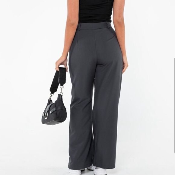 Princess Polly Archer Pants 30" Wide Leg Trouser Slate Gray - Picture 5 of 14